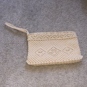 White Macrame Clutch Purse - White Woven Handbag